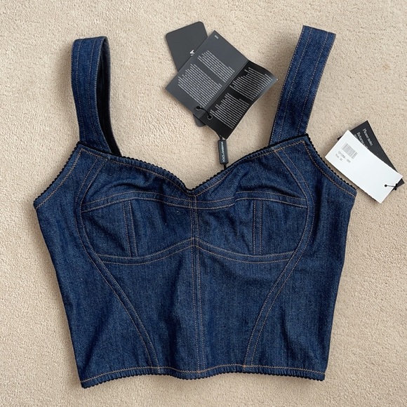 Dolce and Gabbana cropped denim corset top - Picture 6 of 8